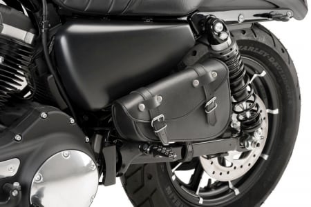 Piese moto - Leather saddlebag CUSTOMACCES DETROIT AP0003N Negru stanga