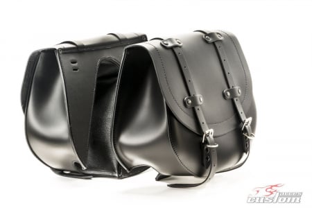 Piese moto - Leather saddlebag CUSTOMACCES HD APH001N Negru pereche