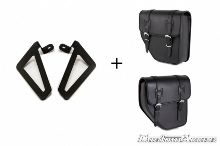 Piese moto - Leather saddlebag CUSTOMACCES IBIZA API002N Negru pair, with universal support