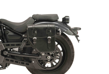 Leather saddlebag CUSTOMACCES IBIZA APS016N Negru left, with metal base left side and left fitting kit [2]