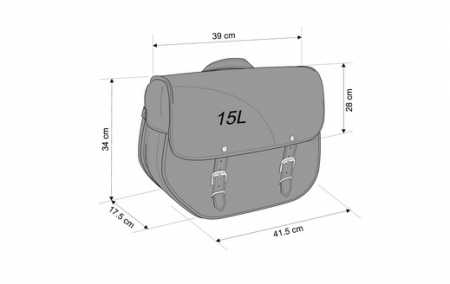 Leather saddlebag CUSTOMACCES SANT LOUIS AP0010N Negru stanga [1]