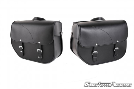 Piese moto - Leather saddlebag CUSTOMACCES SANT LOUIS APS001N Negru pereche