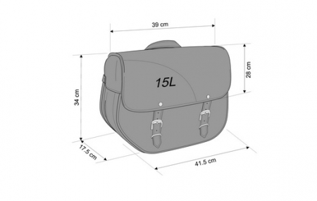 Leather saddlebag CUSTOMACCES SANT LOUIS APS002N Negru pair, with universal support [1]