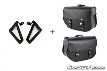 Piese moto - Leather saddlebag CUSTOMACCES SANT LOUIS APS002N Negru pair, with universal support