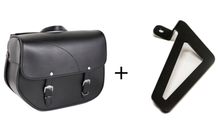 Piese moto - Leather saddlebag CUSTOMACCES SANT LOUIS APS011N Negru right, with metal base right side and right fitting kit