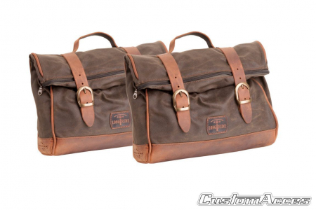 Piese moto - Leather saddlebag CUSTOMACCES VINTAGE ALV001T brown pereche
