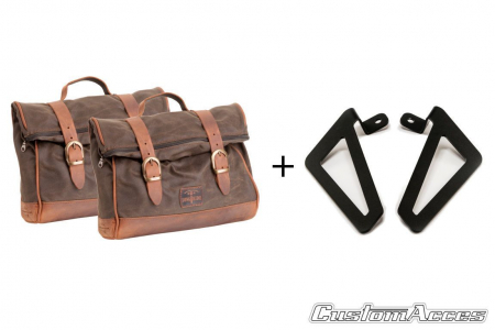 Piese moto - Leather saddlebag CUSTOMACCES VINTAGE ALV002T brown left / right