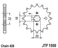 Pinion fata JT JTF 1550-14 14T, 428 [1]