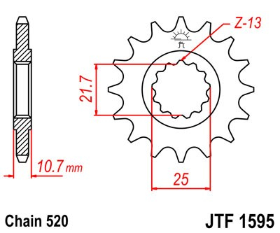 Pinion fata JT JTF 1595-16RB 16T, 520 [1]