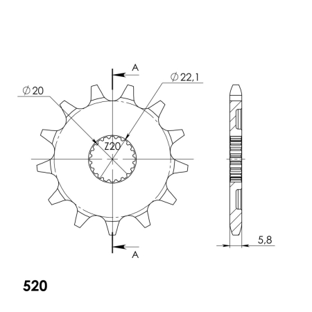 Pinion fata SUPERSPROX CSC-1590:13.5 13T, 520 [1]