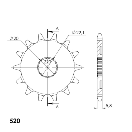 Pinion fata SUPERSPROX CSC-1590:14.5 14T, 520 [1]