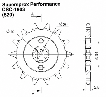 Pinion fata SUPERSPROX CSC-1903:14.5 14T, 520 [1]