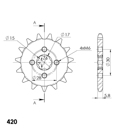 Pinion fata SUPERSPROX CSC-253:15.5 15T, 420 [1]