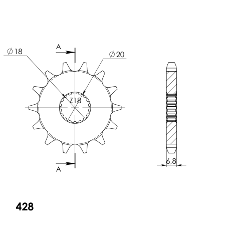 Pinion fata SUPERSPROX CSC-426:14.5 14T, 428 [1]