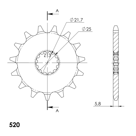 Pinion fata SUPERSPROX CSC-565:15.5 15T, 520 [1]