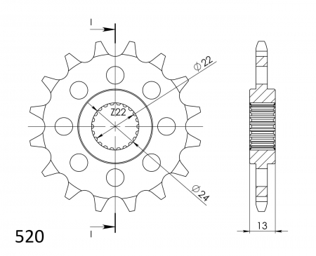 Pinion fata SUPERSPROX CST-1126:16 16T, 520 [1]