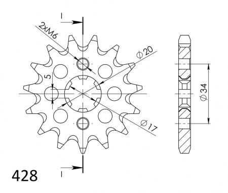 Piese moto - Pinion fata SUPERSPROX CST-1264:14 14T, 428