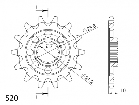 Pinion fata SUPERSPROX CST-1442:13 13T, 520 [1]