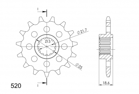 Pinion fata SUPERSPROX CST-1538:15 15T, 520 [1]