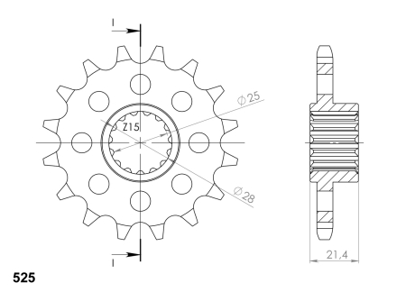 Pinion fata SUPERSPROX CST-2150:15 15T, 525 [1]