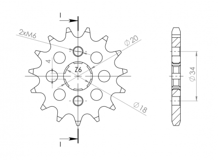 Pinion fata SUPERSPROX CST-259:15 15T, 428 [1]