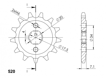 Piese moto - Pinion fata SUPERSPROX CST-266:13 13T, 520
