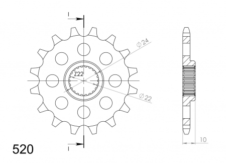 Pinion fata SUPERSPROX CST-402:16 16T, 520 [1]