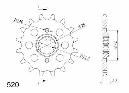 Pinion fata SUPERSPROX CST-516:15 15T, 520 [1]