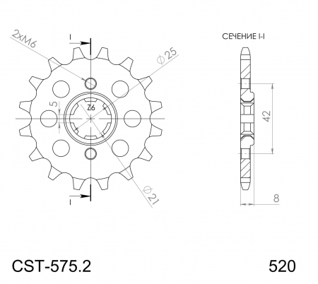 Pinion fata SUPERSPROX CST-575:15 15T, 520 [1]