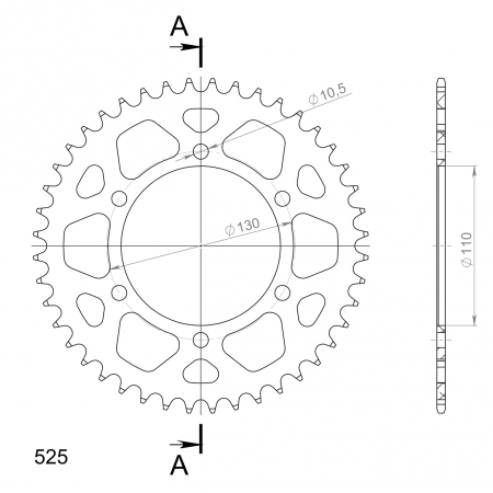 Rear ALU sprocket SUPERSPROX RAL-486:44-BLK Negru 44T, 520 [1]