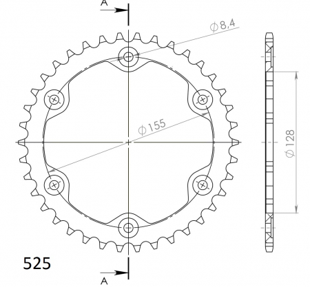 Rear ALU sprocket SUPERSPROX RAL-613:38-ORG portocaliu 38T, 525 [1]