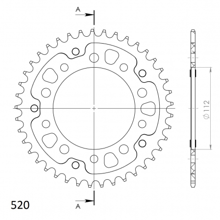 Rear sprocket SUPERSPROX STEALTH RST-1303:41-GLD auriu 41T, 520 [1]