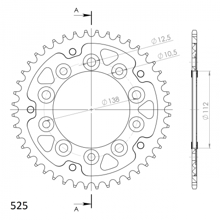 Rear sprocket SUPERSPROX STEALTH RST-1304:44-GLD auriu 44T, 525 [1]
