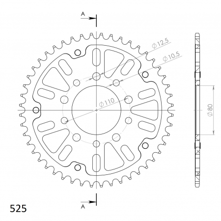 Rear sprocket SUPERSPROX STEALTH RST-1332:45-GLD auriu 45T, 525 [1]