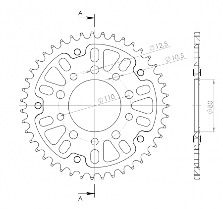 Rear sprocket SUPERSPROX STEALTH RST-1334:44-GLD auriu 44T, 530 [1]
