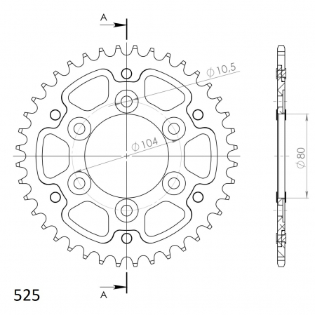 Rear sprocket SUPERSPROX STEALTH RST-1489:40-GLD auriu 40T, 525 [1]