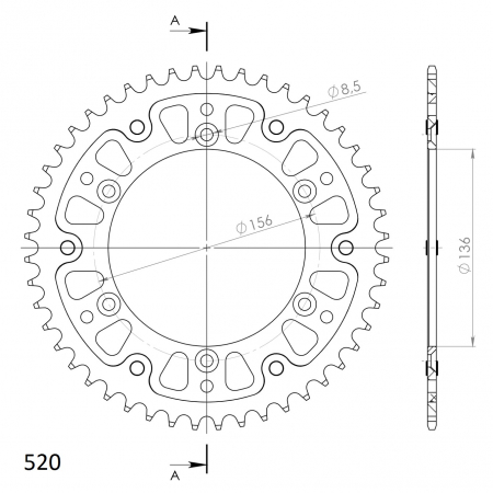 Rear sprocket SUPERSPROX STEALTH RST-1512:48-GLD auriu 48T, 520 [1]