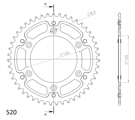 Rear sprocket SUPERSPROX STEALTH RST-210:47-GLD auriu 47T, 520 [1]