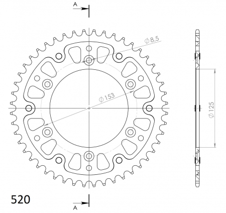 Rear sprocket SUPERSPROX STEALTH RST-210:48-RED Rosu 48T, 520 [1]