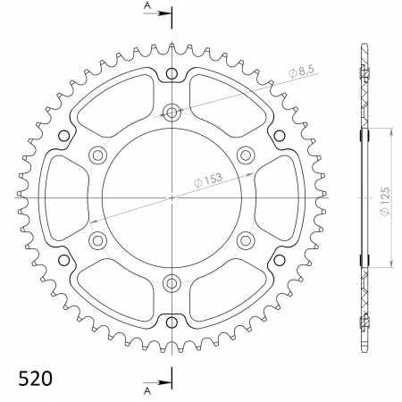 Rear sprocket SUPERSPROX STEALTH RST-210:53-GLD auriu 53T, 520 [1]