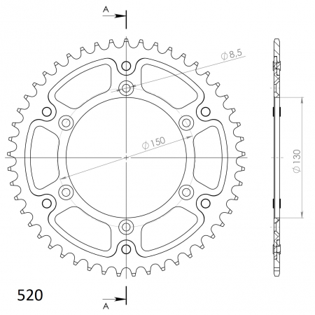 Rear sprocket SUPERSPROX STEALTH RST-245:49-BLK Negru 49T, 520 [1]