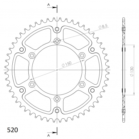 Rear sprocket SUPERSPROX STEALTH RST-245:50-BLU Albastru 50T, 520 [1]