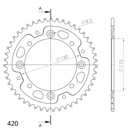 Rear sprocket SUPERSPROX STEALTH RST-455:47-GLD auriu 47T, 420 [1]