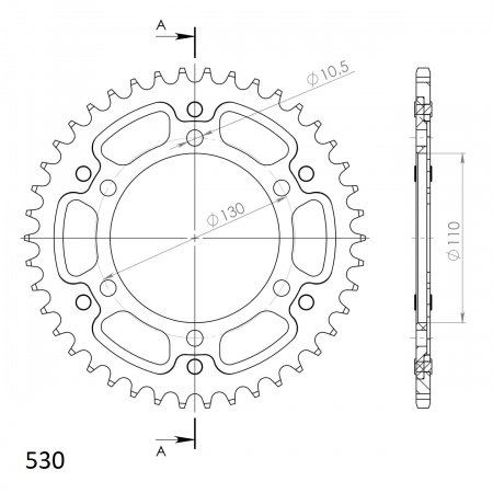 Rear sprocket SUPERSPROX STEALTH RST-479:42-GLD auriu 42T, 530 [1]