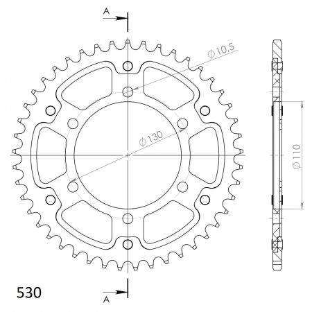 Rear sprocket SUPERSPROX STEALTH RST-479:43-GLD auriu 43T, 530 [1]