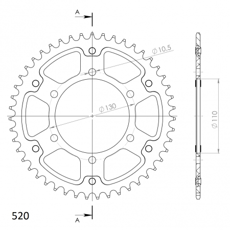 Rear sprocket SUPERSPROX STEALTH RST-486:46-GLD auriu 46T, 520 [1]