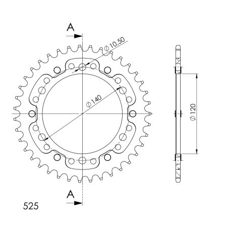 Rear sprocket SUPERSPROX STEALTH RST-498:39-BLK Negru 39T, 525 [1]