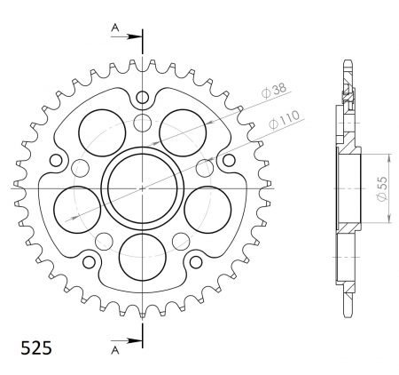 Rear sprocket SUPERSPROX STEALTH RST-733_525:39-BLK Negru 39T, 525 [1]