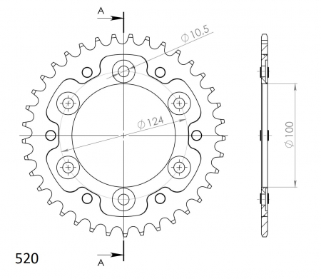 Rear sprocket SUPERSPROX STEALTH RST-735:37-GLD auriu 37T, 520 [1]