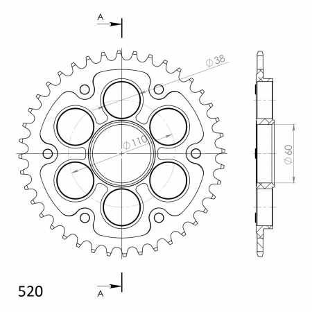 Rear sprocket SUPERSPROX STEALTH RST-737:40-BLK Negru 40T, 520 [1]